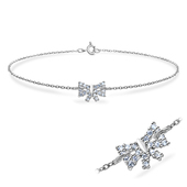 Elegant Bow with CZ Stones Silver Bracelet BRS-125